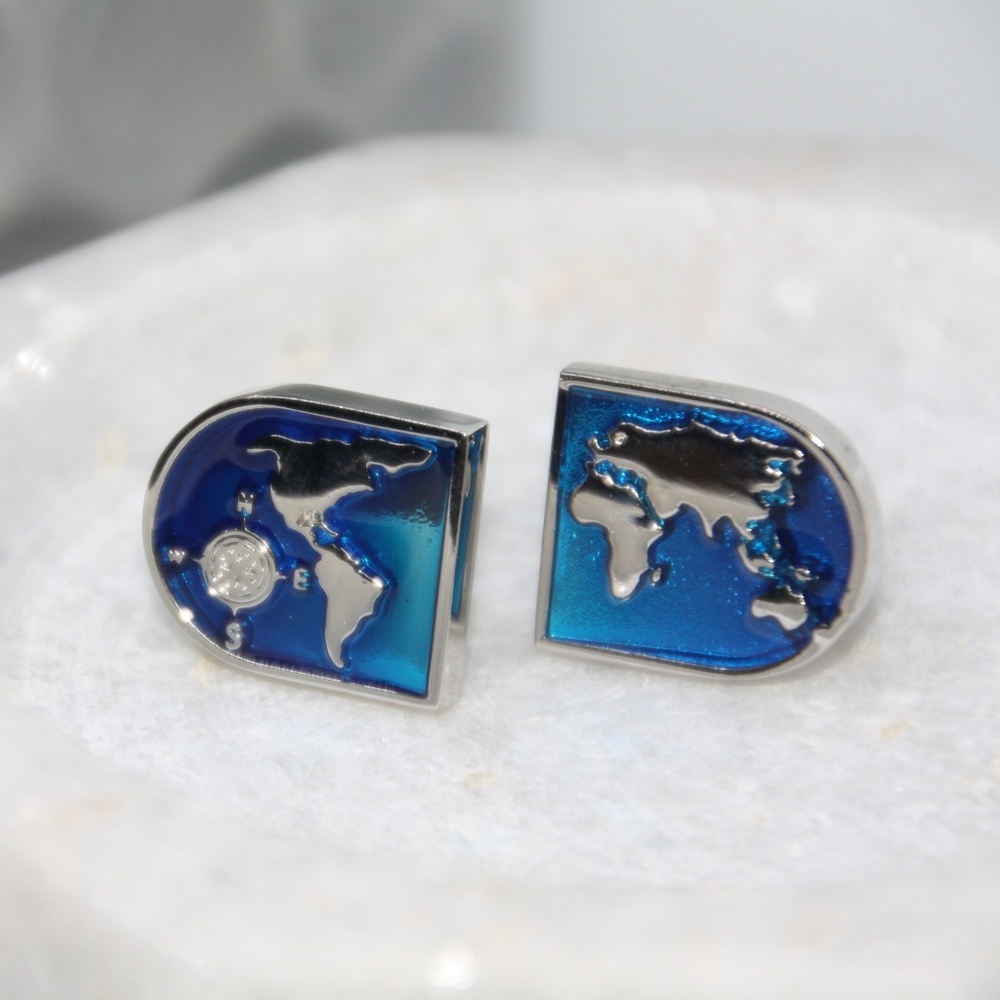 Blue map cufflinks
